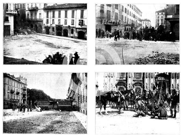 The Riots in Italy: street scenes in Milan, 1898. Creator: Unknown.