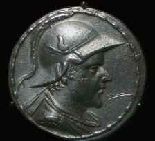 Silver coin of Eucratides I, a King of Bactria. Artist: Unknown