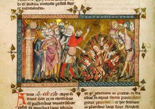 Burning of the Jews in 1349. Miniature from: Tractatus quartus by Gilles de Muisit, ca 1353. Creator: Pierart dou Tielt (active ca 1325-1355).