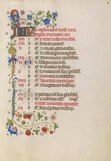 August Calendar Page; Book of Hours, after 1460. Creator: Unknown.