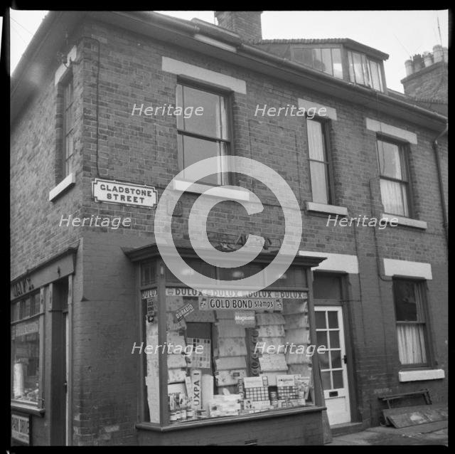 Corner shop, Gladstone Street, Leek, Staffordshire, 1965-1968. Creator: Eileen Deste.
