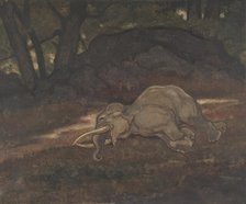 Sleeping Elephant, 1810-75. Creator: Antoine-Louis Barye.