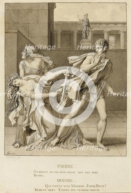 Phaedre, Having Declared Her Passion, Attempts to Kill Herself with the Sword of Hippolytus, c1801. Creator: Girodet de Roucy-Trioson.