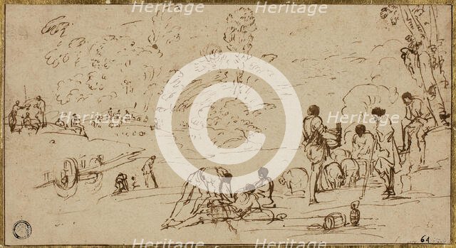 Group of Figures by a River, n.d. Creators: Agostino Tassi, Annibale Carracci.