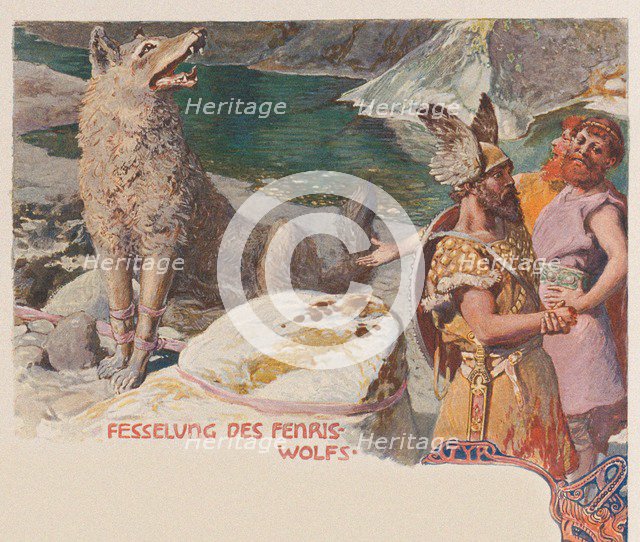 Binding of Fenris. From Valhalla: Gods of the Teutons, c. 1905.