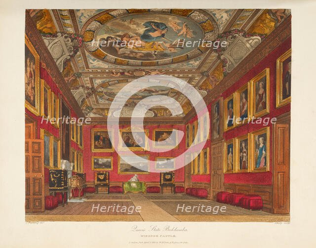 The Queen's State Bedchamber at Windsor Castle, 1818. Creator: Stephanoff, James (1789-1874).