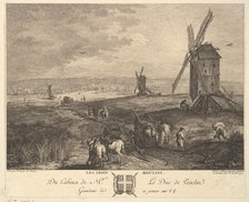 The Three Windmills (Les Trois Moulins) after a painting in the collection of the Duc de P..., 1772. Creators: Balthasar Anton Dunker, Jacques Philippe Le Bas.