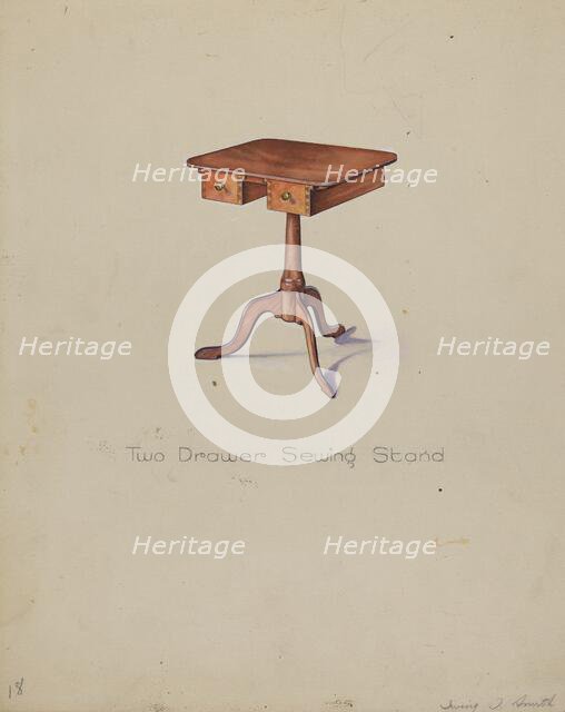 Shaker Tripod Sewing Stand, 1935/1942. Creator: Irving I. Smith.