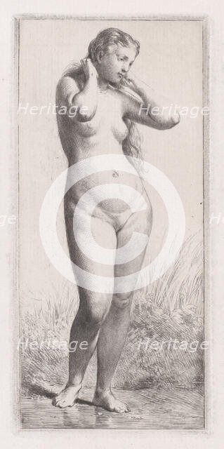 Jeune Femme au Bain, 1866. Creator: Charles Emile Jacque.