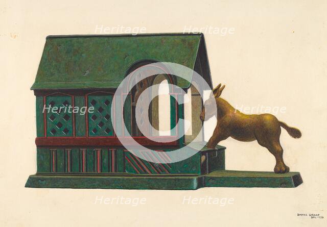 Toy Bank: Mule and Manger, c. 1942. Creator: DJ Grant.