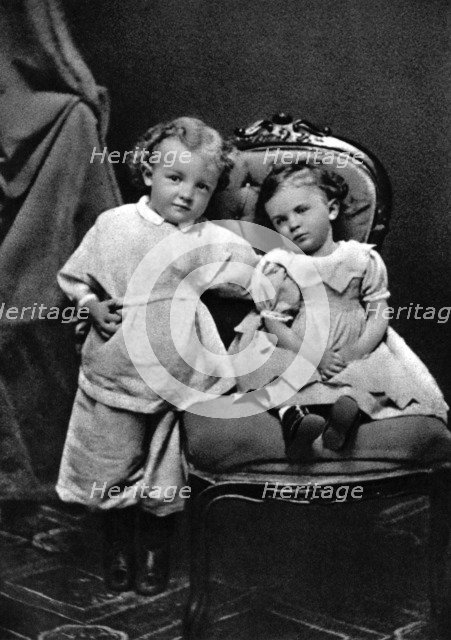 Vladimir Ilich Lenin, Russian Bolshevik revolutionary leader, aged 4, with his sister Olga, 1874. Artist: Unknown