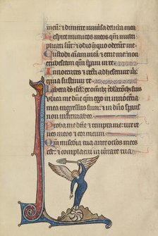 Initial J: An Angel Revivifies a Fountain; Bute Psalter, text and illumination about 1285. Creator: Bute Master.