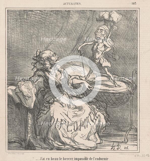 J'ai eu beau le bercer ..., c1850s. Creator: Honore Daumier.