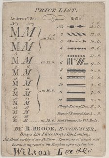 Trade Card for R. Brook, Engraver, 19th century. Creator: Anon.