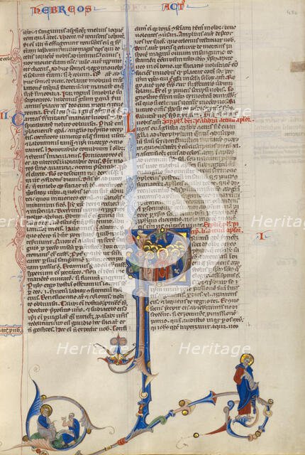 Initial P: The Ascension; Abbey Bible, about 1250-1262. Creator: Unknown.