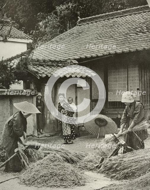 'Peasant Women Heading Barley', 1910. Creator: Herbert Ponting.