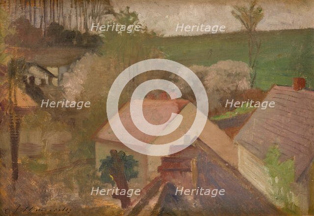Countryside Landscape with Houses, between 1904-1908. Creator: Jacek Malczewski.