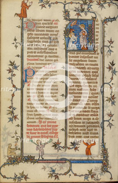 Initial A: The Annunciation; Breviary, about 1320-1325. Creator: Unknown.