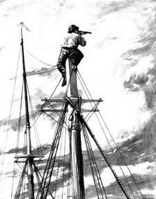 The Spanish-American War: on the look-out for Spanish cruisers off the American coast, 1898. Creator: Unknown.