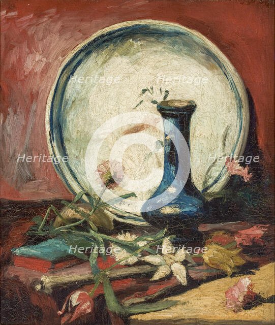 Still Life with Plate, Vase and Flowers, 1884-1885. Creator: Gogh, Vincent, van (1853-1890).