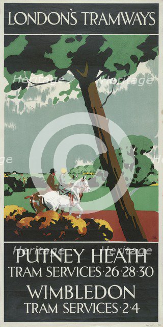 'Putney Heath, Wimbledon', London County Council (LCC) Tramways poster, 1927. Artist: Tony Castle