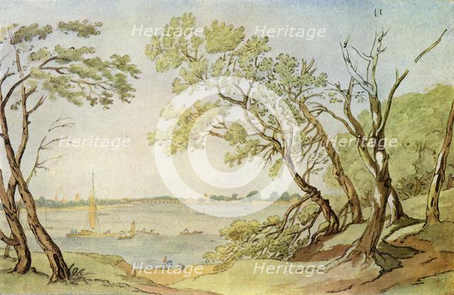 'Chelsea Bridge from Millbank', 1790, (1943).  Creator: Joseph Farington.