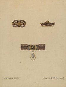 Brooch and Bracelet with Portrait, c. 1936. Creator: William P. Shearwood.
