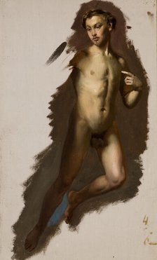 Study of the Cupid Figure to the Painting "Wedding Procession of Cupid and Psyche", before 1863. Creator: Jozef Simmler.