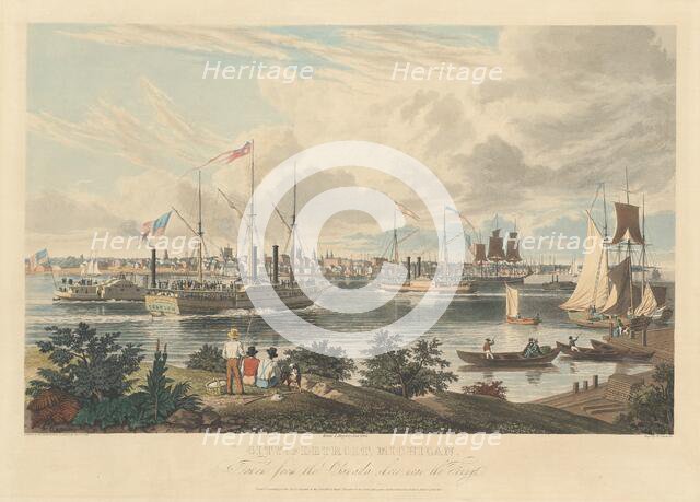 City of Detroit, Michigan: Taken from the Canada Shore near the Ferry, published 1837. Creator: William James Bennett.