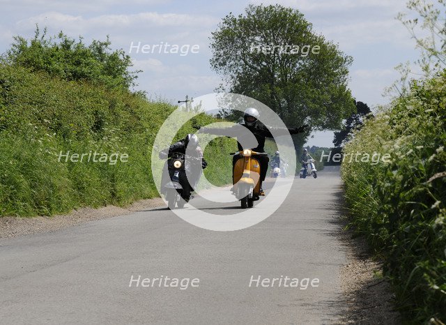 Mods on scooters on club run 2008. Artist: Unknown.