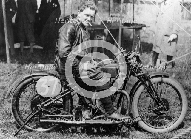 FW Dixon with a HRD motorbike, 1927. Artist: Unknown