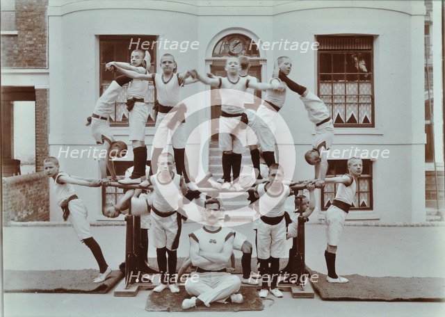 Gymnastics display at the Boys Home Industrial School, London, 1900. Artist: Unknown.