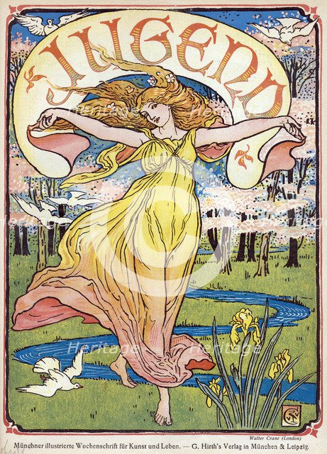 Cover of the German weekly art magazine Jugend, 1898. Artist: Walter Crane