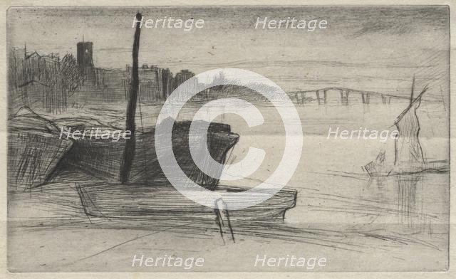 Chelsea Bridge and Church, 1871. Creator: James McNeill Whistler (American, 1834-1903).