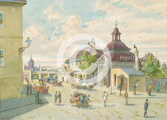 The Matzleinsdorfer Line in Vienna (corner of Margarethenringe and Matzleinsdorfer Platz), 1892. Creator: Franz Gerasch.