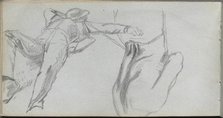 Sketchbook, page 58: Reclining Figure and Figure from behind. Creator: Ernest Meissonier (French, 1815-1891).