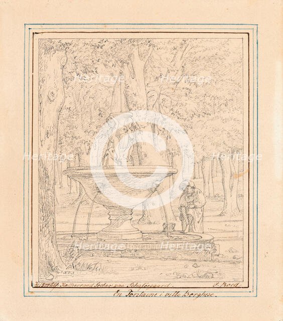 Study for Scene from the Garden of Villa Borghese in Rome, n.d., c1839. Creator: Jorgen Pedersen Roed.