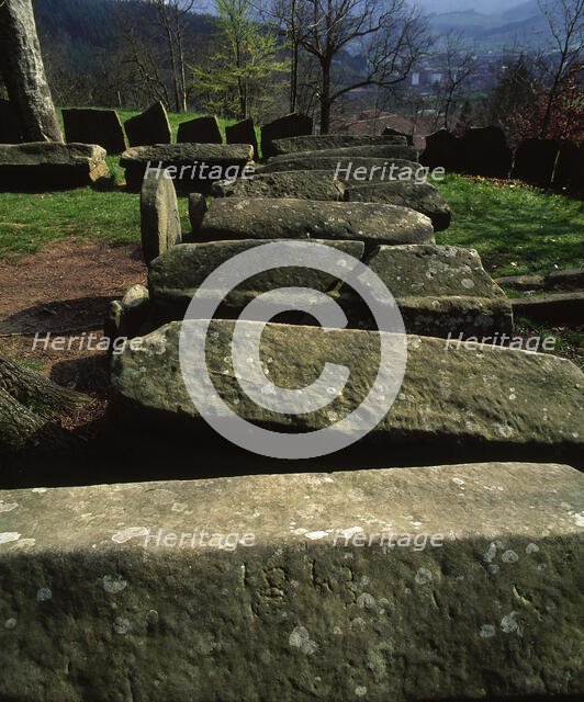 20 sepulchres and five steles, Argineta Necropolis, Basque Country, Spain, Upper Middle Ages (2001). Creator: LTL.
