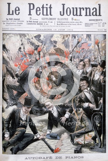 Piano burning, United States, 1904. Artist: Unknown