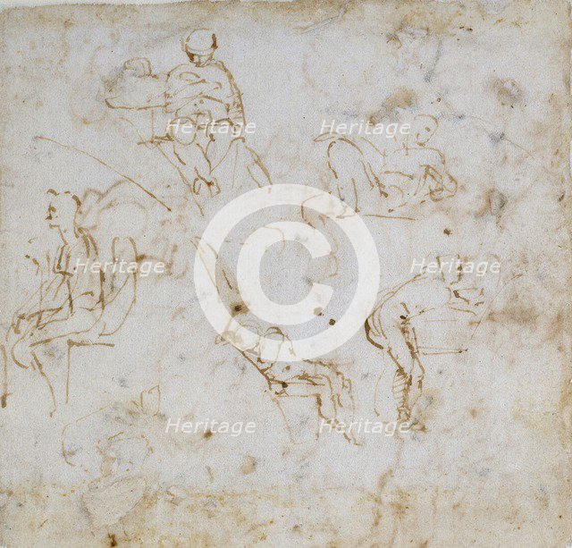 Five small Figure Studies, c1490-1560. Artist: Michelangelo Buonarroti.