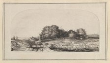 Landscape with a Haybarn and a Flock of Sheep (copy), 1750-1810. Creator: William Baillie.