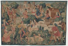 Hunting and Pastoral Scenes, with a shepherdess shearing, c. 1510. Creator: Unknown.