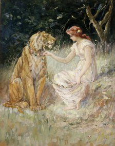 Lady and the Tiger, 1900. Creator: Frederick Stuart Church.