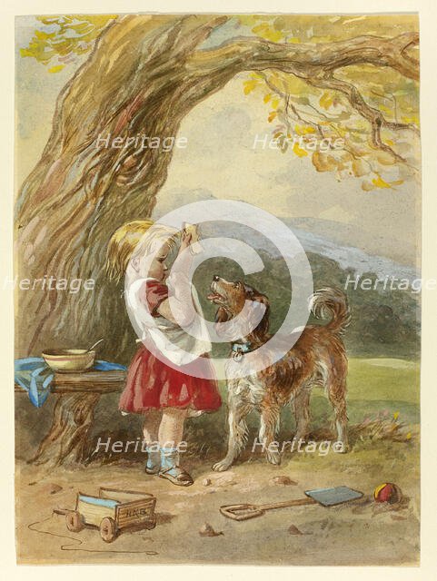 Little Girl and Dog, n.d. Creator: Hablot Knight Browne.