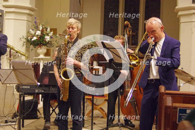 Josephine Davies Mark Bassey Sextet, St Andrews Church, Hove, East Sussex, 14 Oct 2022. Creator: Brian O'Connor.