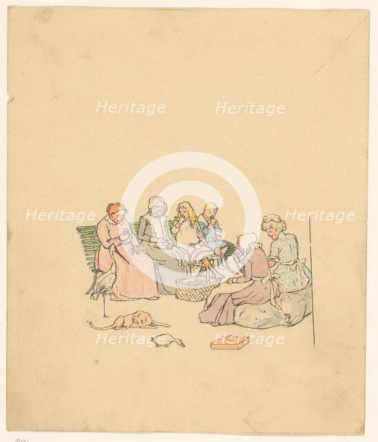 Women and children eat plums, c.1880-c.1910. Creator: Anon.