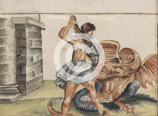 Hercules kills the dragon Ladon, 1696. Creator: Hendrick van Beaumont.