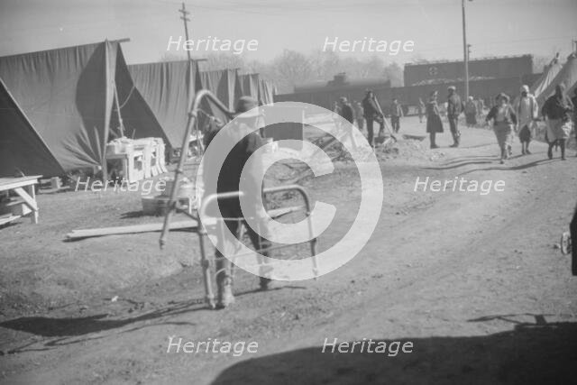 Flood refugee encampment at Forrest City, Arkansas, ca. 1937. Creator: Walker Evans.