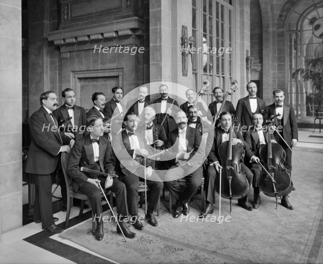 Orchestra of the Midland Adelphi Hotel, Liverpool, Merseyside, 1914. Artist: Bedford Lemere and Company.