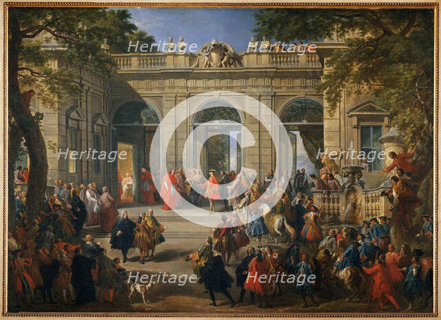 King Charles III Visiting Pope Benedict XIV at the Coffee House of the Palazzo del Quirinale, 1746. Creator: Pannini (Panini), Giovanni Paolo (1691-1765).